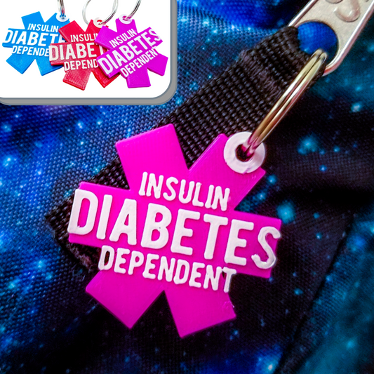 Insulin Dependent Diabetes key tag zipper pull